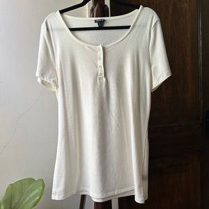 Torrid Ribbed Henley Top, Off-White